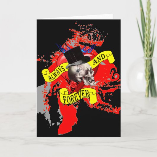 ロマティックスカルとハートタトゥーデザイン シーズンカード (正面)