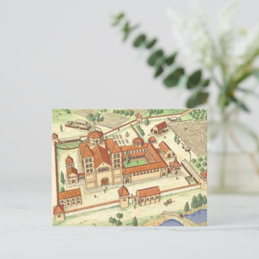 ロマネスク様式の修道院。モデル ポストカード (スタンド正面)