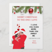 ロマパーソナライズされたおもしろいティブな夫/妻のクリスマス シーズンカード (正面/裏面)