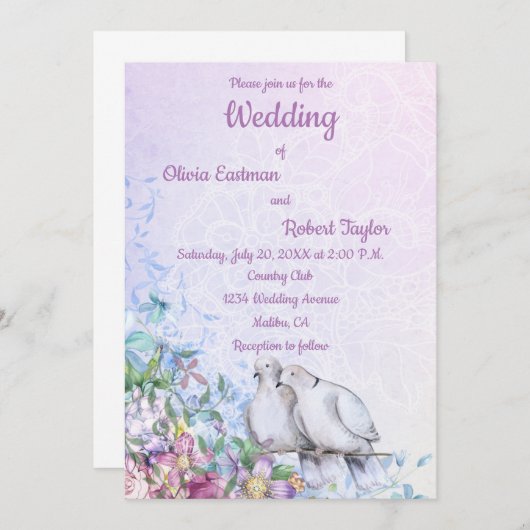 ロマパーソナライズされたティックな白い結婚鳩 (正面/裏面)