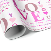 ロマパーソナライズされたンス語でピンク色の「愛する人」 ラッピングペーパー (ロールコーナー)