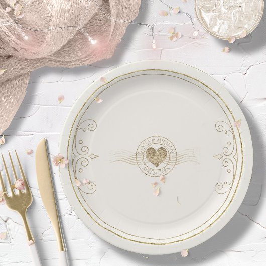 ロマフランスのス結婚ハートアイボリーID870 ペーパープレート