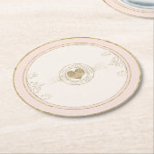 ロマフランスのス結婚ハート赤面ID870 ラウンドペーパーコースター (アングル)