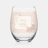 ロマフランスのンス結婚フローラフレーム赤面ID870 ステムなしワイングラス (正面)