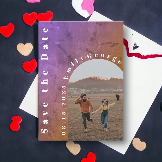 ロマモダンック素朴カップルの写真結婚 セーブザデート