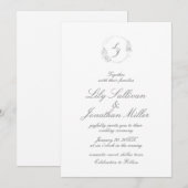 ロマモダンンミニマル・ライト結婚とエアリー 招待状 (正面/裏面)