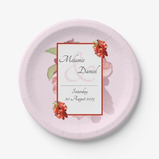 ロマンかわいらしクピンクインズの花結婚咲き ペーパープレート (正面)