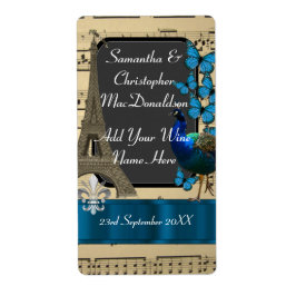 ロマンかわいらしティックなヴィンテージパリ結婚のワインボトル ラベル