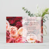 ロマンかわいらしティック·ピンク·結婚ローズズ 招待状 (スタンド正面)