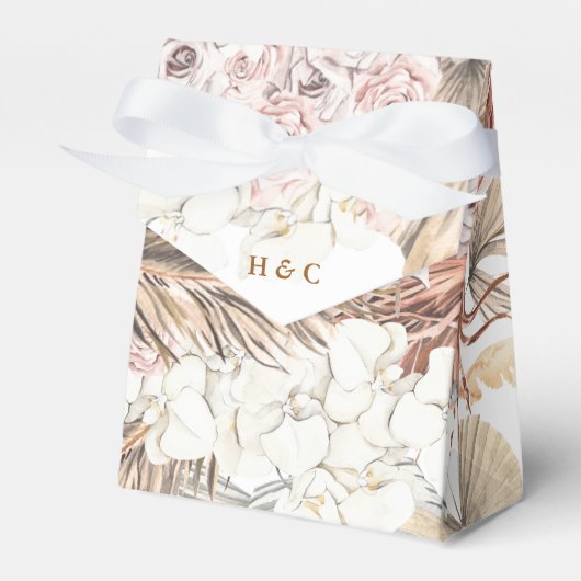 ロマンかわいらしティパンパスドライグラスフローラ結婚ズ フェイバーボックス (正面サイド)