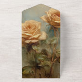 ロマンかわいらしティピーチバラフローラ結婚ズ オールインワン招待状 (外側)