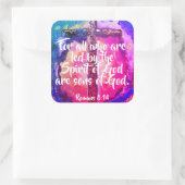 ロマンの8:14のキリスト教の聖書の聖なる書物、経典のステッカー スクエアシール (バッグ)