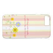 ロマンの8:28のピンクのストライプおよび花のキリスト教の引用文 Case-Mate iPhoneケース (裏面(横))