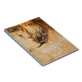 ロマンの8:31のオレンジ金ゴールドのライオンの聖書の引用文のノート ノートブック (右側)