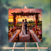 "ロマンイタリアンク結婚サンセットのデザイン鮮やか- アクリルサイン (ニュートラル)