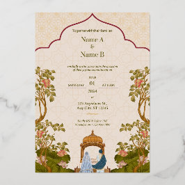 ロマンエレガントカラフル結婚ティックのカード 箔招待状