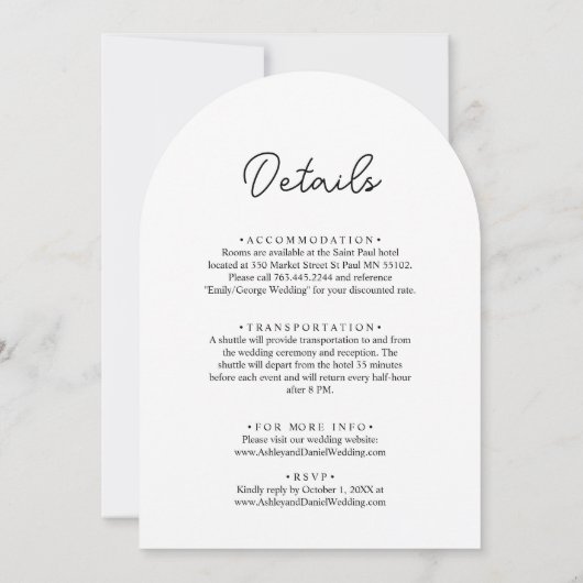 ロマンエレガントクカップル黒白シック結婚ズ 招待状 (裏面)