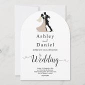 ロマンエレガントクカップル黒白シック結婚ズ 招待状 (正面)