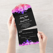 ロマンエレガントクグローバラネオンフローラ結婚ズ オールインワン招待状 (貼ってはがせる)