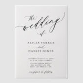 ロマンエレガントクシンプルスト結婚スクリプト ベラム紙招待状 (正面)