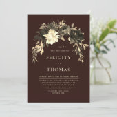 ロマンエレガントクダークチョコレートQRコー結婚ド 招待状 (スタンド正面)