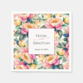 ロマンエレガントクピーニーの水の色結婚の数 スタンダードカクテルナプキン (正面)