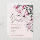 ロマンエレガントクミニマルピンクフローラブライダルシャワー 招待状 (正面)