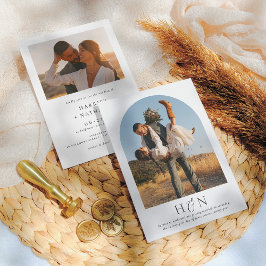 ロマンエレガントクモダンミニマルな2写真結婚の 招待状