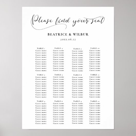 ロマンエレガントク書結婚の座席表 ポスター (正面)