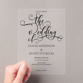 ロマンエレガントク書結婚の アクリル招待状 (インサイチュ (ポータブル))