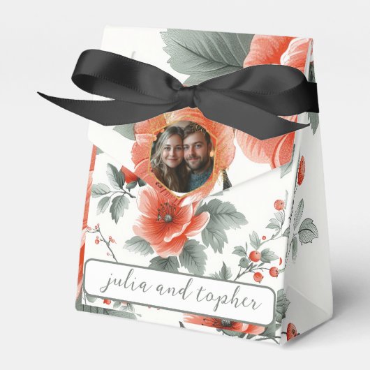 ロマンエレガントク結婚ピックとクリスマスのフローラ フェイバーボックス (正面サイド)