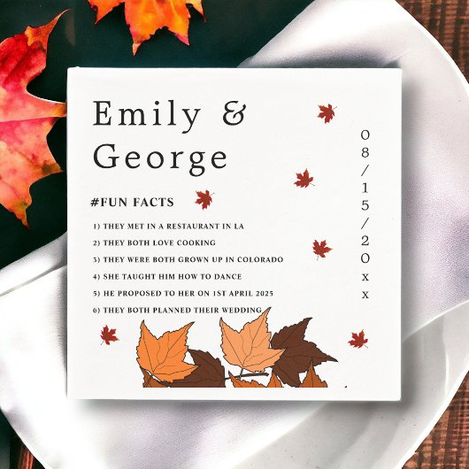 ロマンエレガントク離れ秋おもしろい事実結婚の スタンダードカクテルナプキン