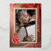 ロマンエレガントスモダンバラ金ゴールド箔 箔招待状 (正面)