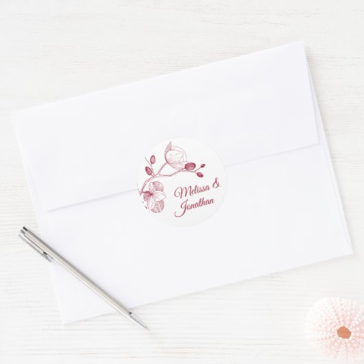 ロマンエレガントスモダン結婚フローラ ラウンドシール (封筒)