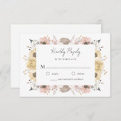 ロマンエレガントス素朴フローラ結婚ニュートラル 出欠カード (正面/裏面)