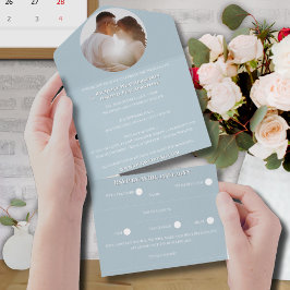 ロマンエレガントチカラー写真モノグラム結婚ズ オールインワン招待状