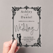 ロマンエレガントチックな白黒クラシックの結婚 アクリル招待状 (インサイチュ (ポータブル))
