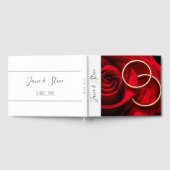 ロマンエレガントチックな赤結婚いバラの輪 ゲストブック (全面)