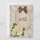 ロマンエレガントチックアイボリーバラ&ボウズ80th 招待状 (正面)
