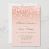 ロマンエレガントチックバラきらめく金ゴールド結婚ズ 招待状 (正面)