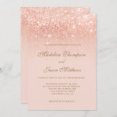 ロマンエレガントチックバラきらめく金ゴールド結婚ズ 招待状 (正面/裏面)