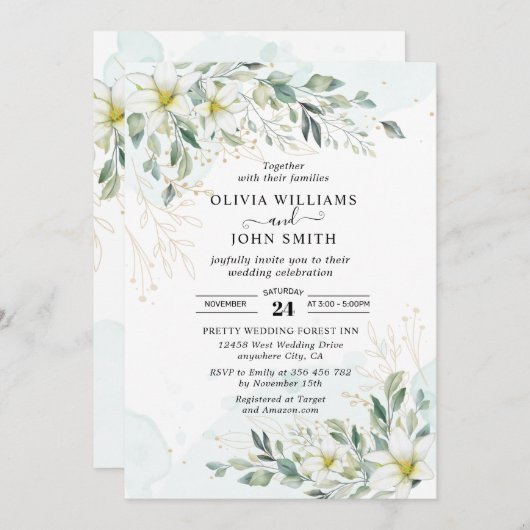 ロマンエレガントチックユーカリプタスグリーンリーF001インヴィタ 招待状 (正面/裏面)