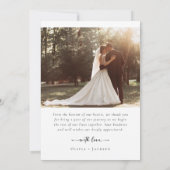 ロマンエレガントチック写真のスクリプ結婚ト サンキューカード (裏面)