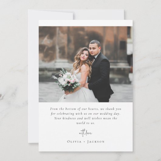 ロマンエレガントチック写真のスクリプ結婚ト サンキューカード (裏面)