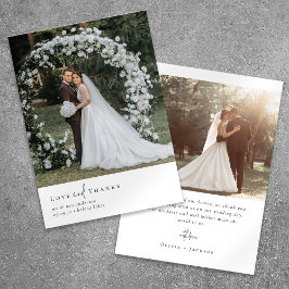 ロマンエレガントチック写真のスクリプ結婚ト サンキューカード