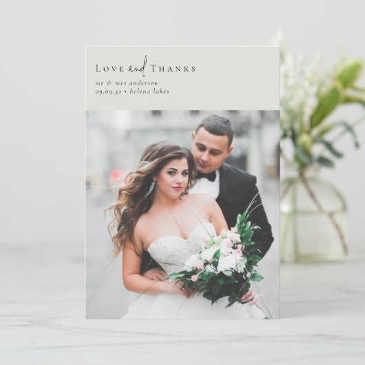 ロマンエレガントチック写真のスクリプ結婚ト サンキューカード (スタンド正面)