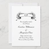 ロマンエレガントチバナーブラック&ホワイト結婚ズ 招待状 (正面)