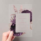 ロマンエレガントチパープルバラ金ゴールドフローラ アクリル招待状 (インサイチュ (ポータブル))