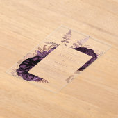 ロマンエレガントチパープルバラ金ゴールドフローラ アクリル招待状 (レイダウン)