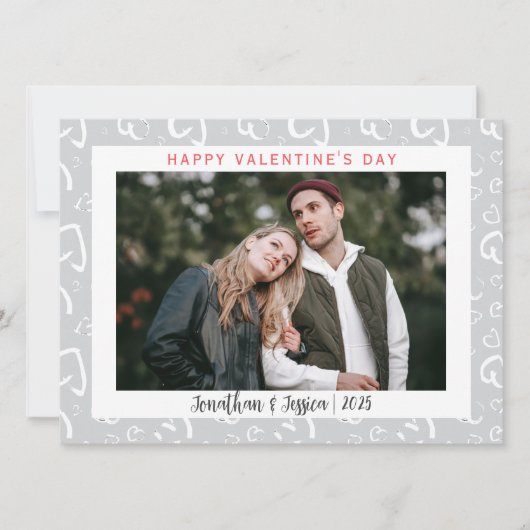 ロマンエレガントチラブカップルValentines Day写真 シーズンカード (正面)